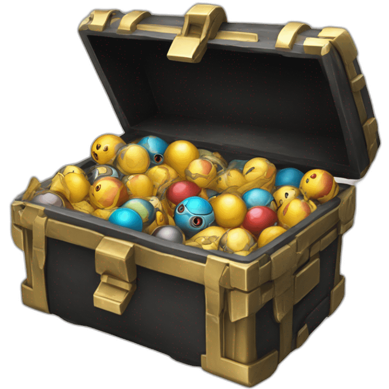 Pokemon Game LootCase Black Color Rich Treasure Legendary Epic Pokeballs and Pokemons Inside emoji