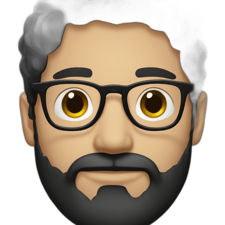 Brunette guy with beard; glasses; black hair emoji