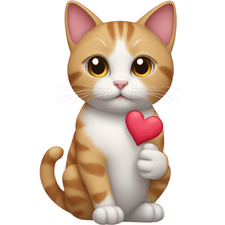 Cat holding up a heart emoji