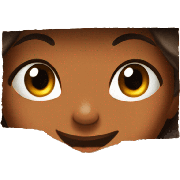 A beautiful brown skin woman with peeks cheerfully from an opening in a large cardboard box, her expression sad and the cartoon appear  emoji