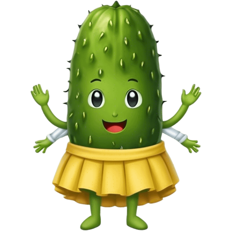 Pickle wearing a skirt emoji