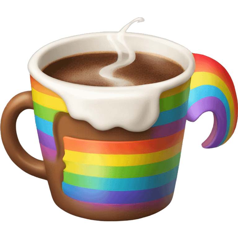 Rainbow coffee cup with hot coco  emoji