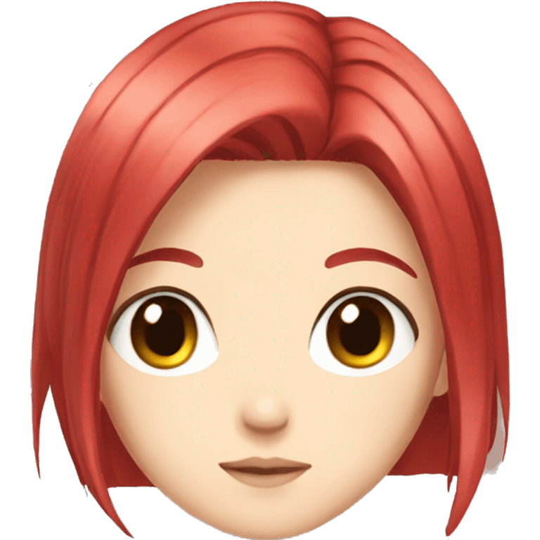 Anime girl red streight hair emoji