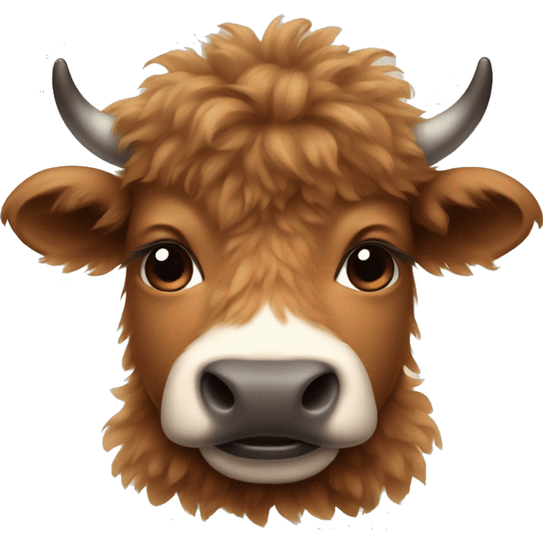 brown fluffy baby scottish cow with a small bow on head emoji