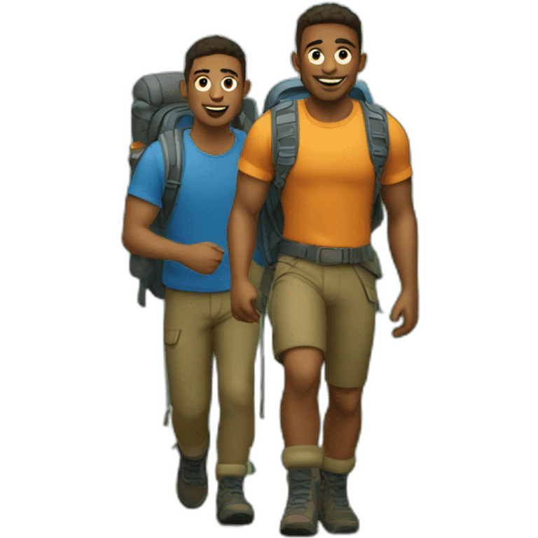 A guy trekking with brother  emoji