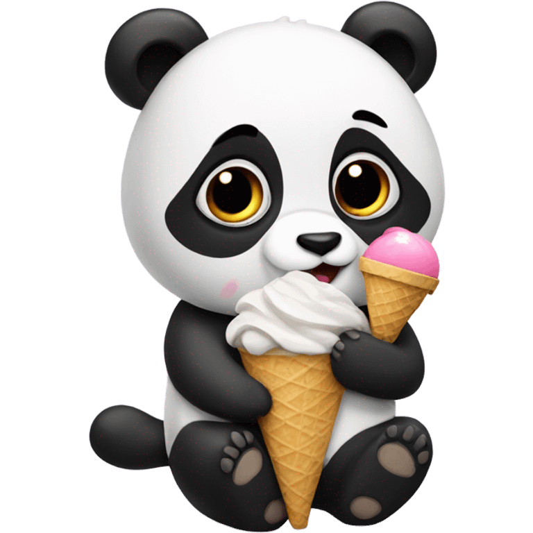 Panda eating ice cream emoji