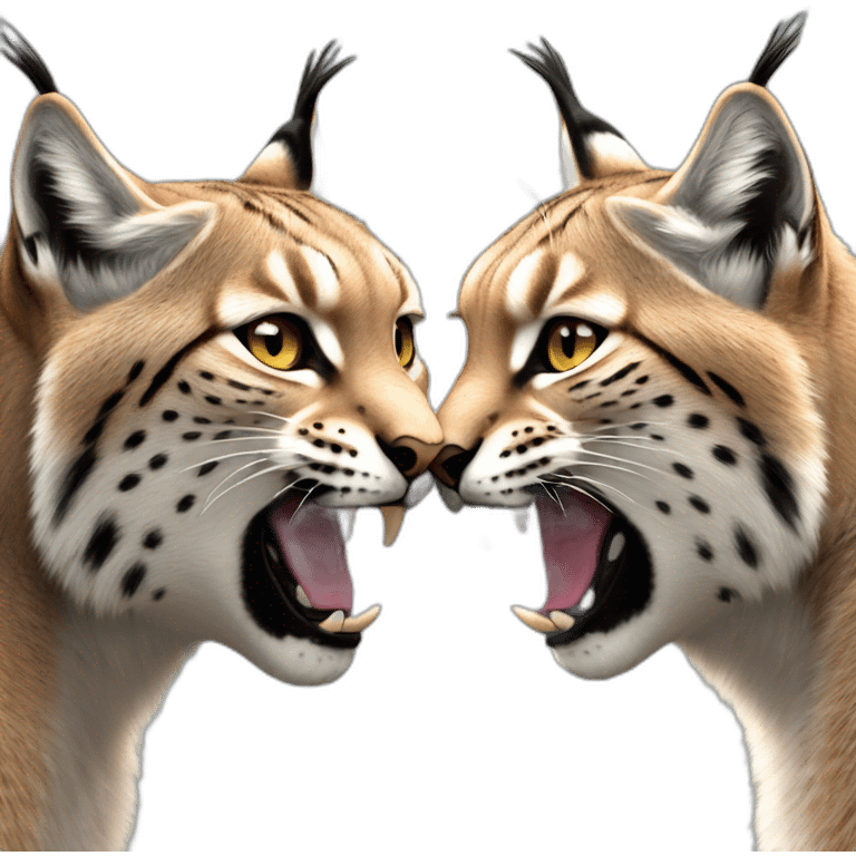 two lynx fighting with each other emoji