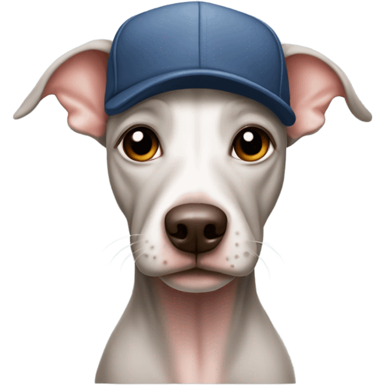 American Hairless Terrier with cap emoji