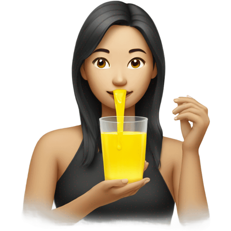 asian woman drinking yellow liquid emoji