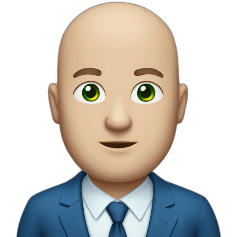 green-eyed overweight bald man in a blue suit emoji