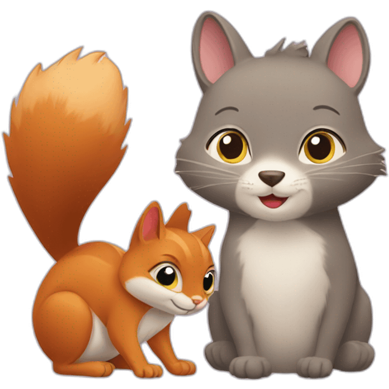 a cat and a squirrel in love emoji