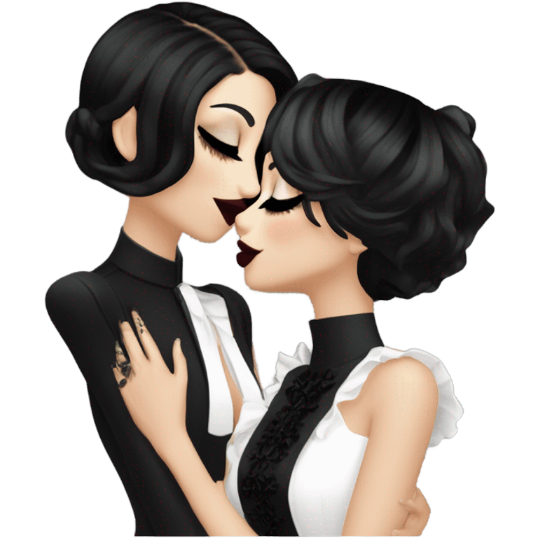 Goth girls kissing emoji