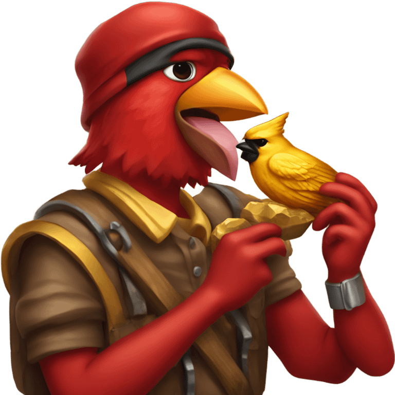 Cardinal biting a gold miner emoji