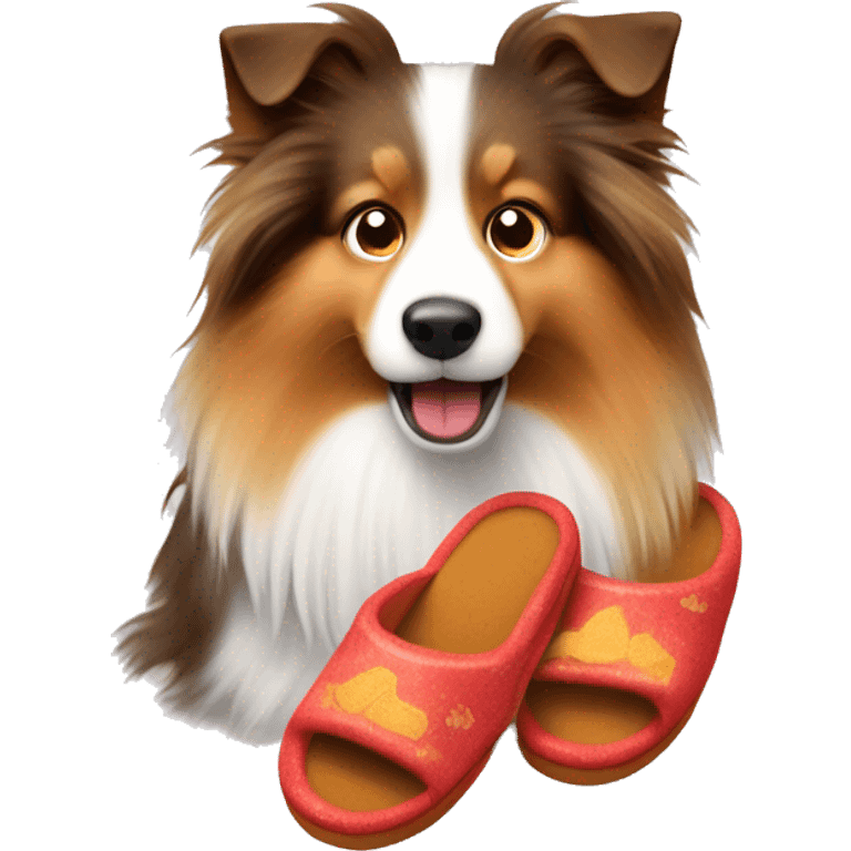 Shetland sheepdog stealing slippers emoji