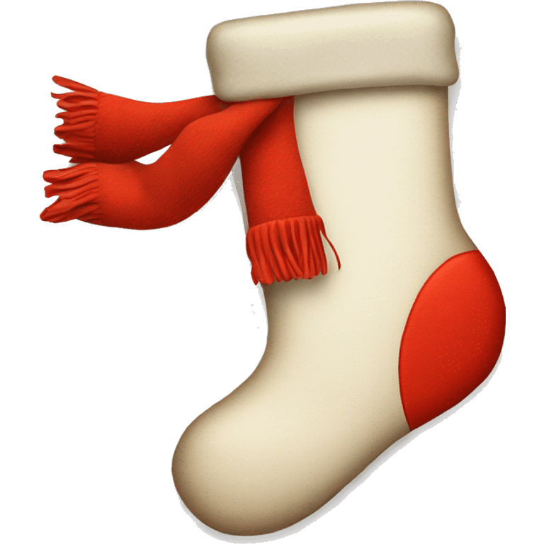 Red christmas stocking with letter L emoji