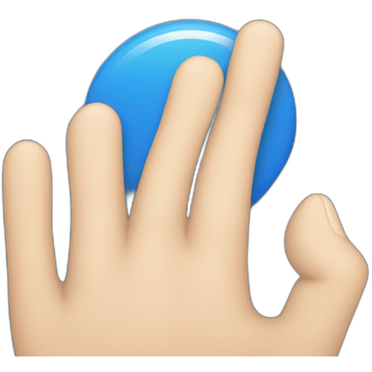 hand clicks on a big blue button with rounded edges that says GET. emoji