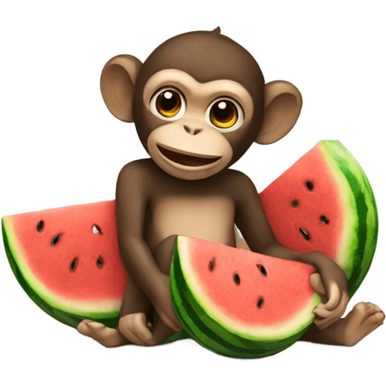 Monkey with watermelon  emoji