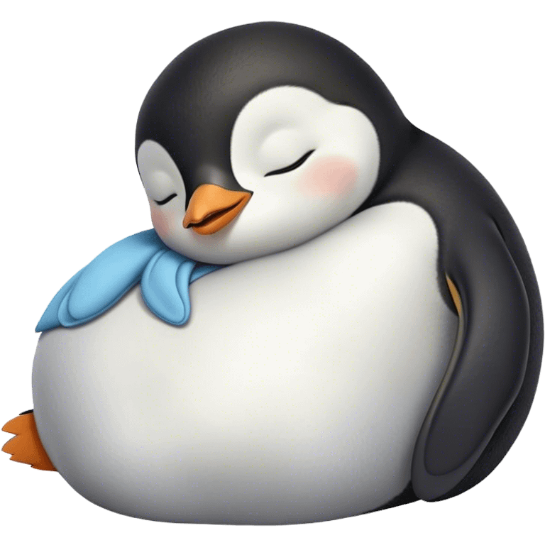 Meme-Worthy cute Sleeping Baby Penguin Portrait Emoji, Head resting peacefully with a contented smile, showcasing luxuriously soft down and a serene, slumbering gaze, Simplified yet hilariously adorable features, highly detailed, glowing with a soft, drowsy polar light, high shine, relaxed and utterly lovable, stylized with an air of playful laziness, bright and heartwarming, soft glowing outline, capturing the essence of a sleeping baby penguin that feels destined to become the next viral icon of adorable rest! emoji