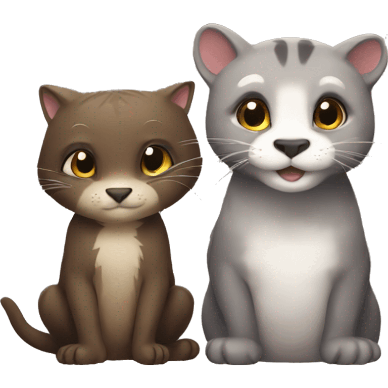 Otter and cat friends emoji