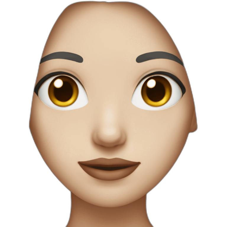 Woman with white skin, round face, Blue eyes, dark brown hair, freckles on the nose emoji