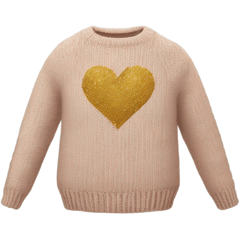 Knit sweater with golden heart glittery design emoji