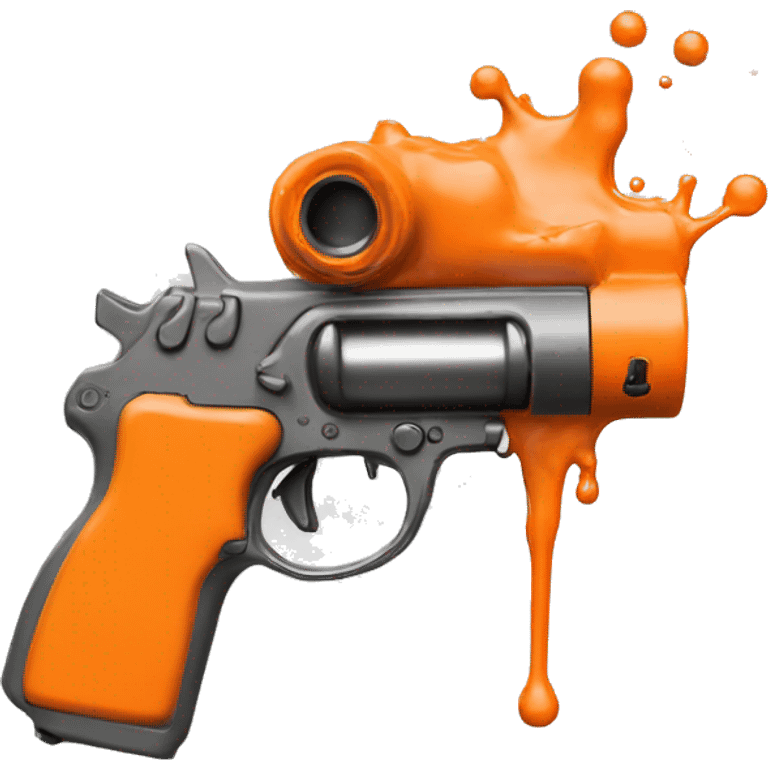 create only an orange color short oil feeder gun that the oil is spewing out a little emoji