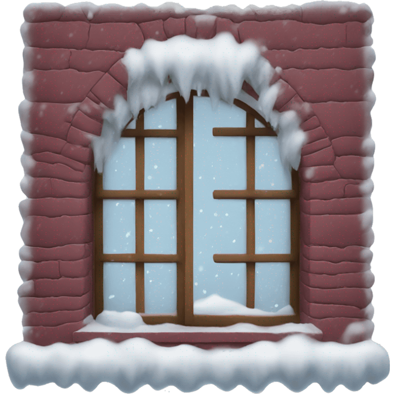 snowy burgundy window  emoji