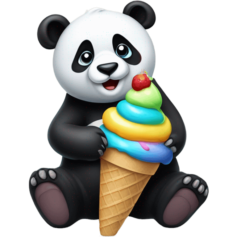 Panda holding an ice cream cone  emoji