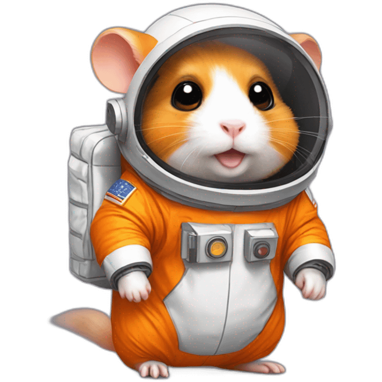 an orange hamster dressed as an astronaut, pixelart emoji