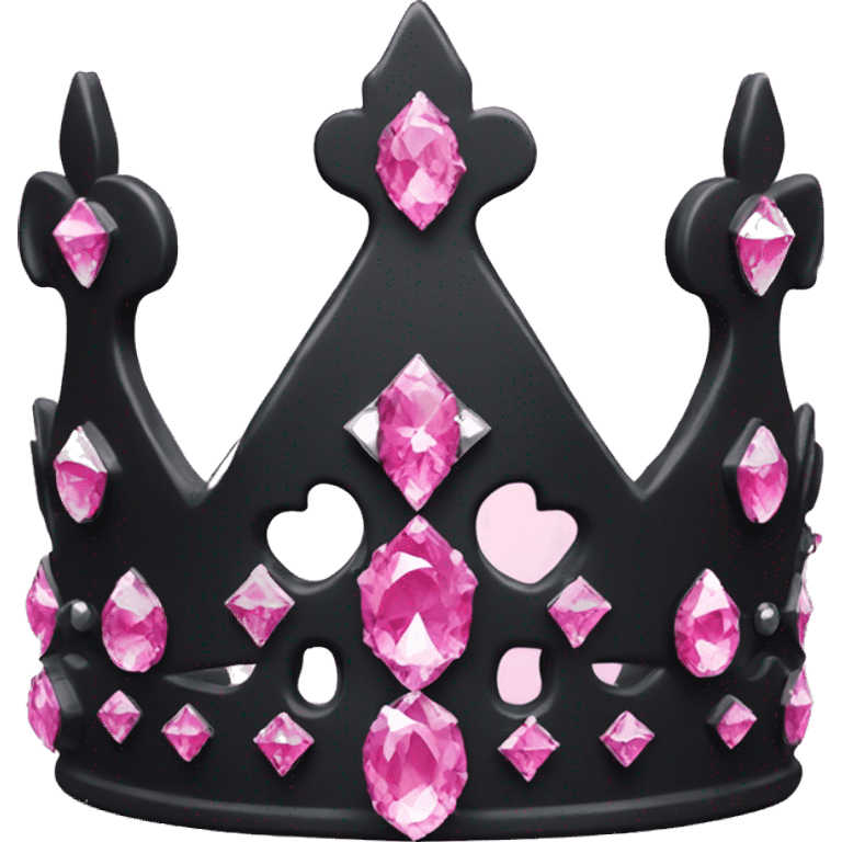 black princess crown with pink diamond emoji