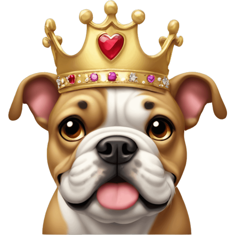 Bull dog with princess crown emoji