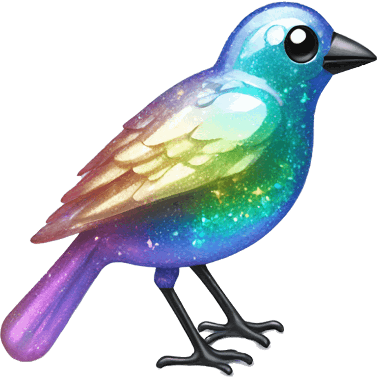 Sparkly glossy Pastel iridescent glass bird emoji