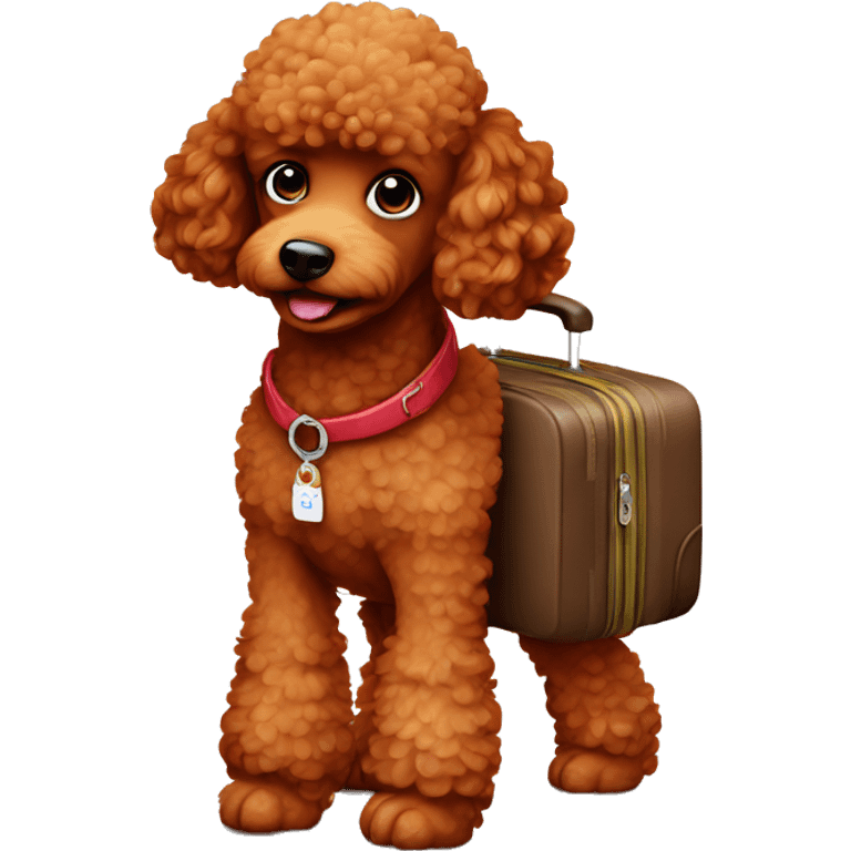 Red poodle with a luggage  emoji