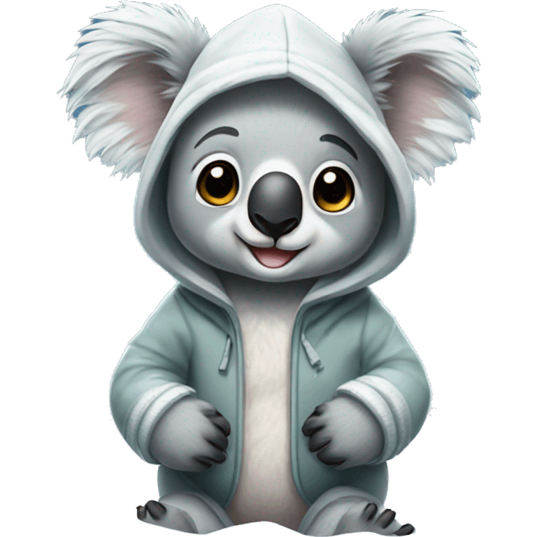 Koala with hoodie and beanie in snow emoji