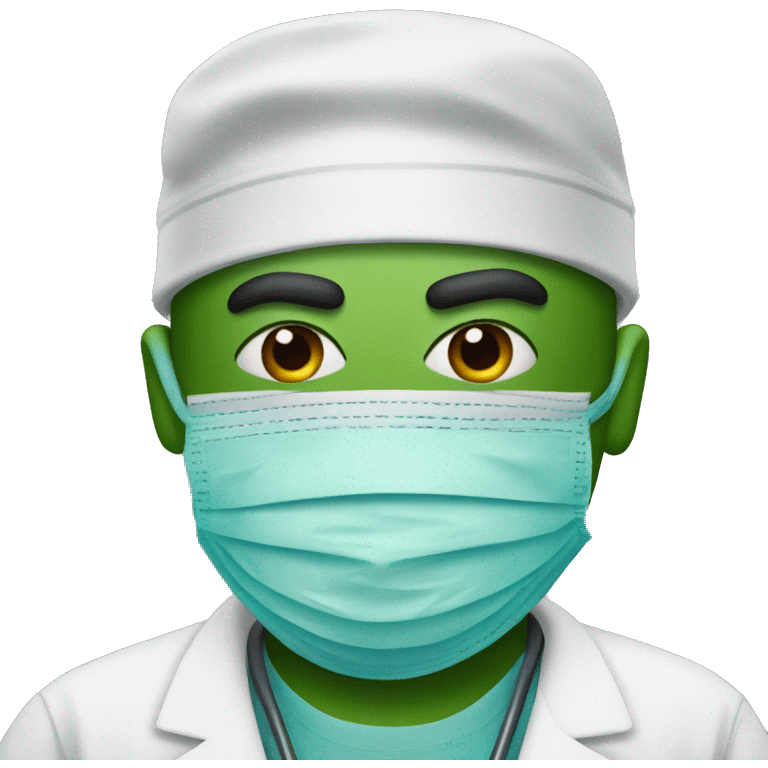 Cartoon Pepe wearing surgeon clothes emoji