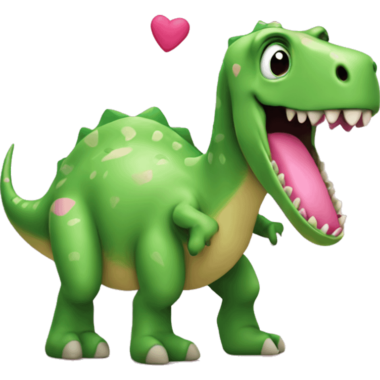 Green dinosaur with pink hearts  emoji