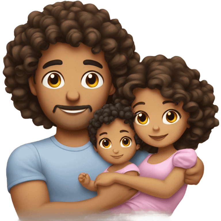 Curly hairs Hispanic couple with curly hair baby girl emoji