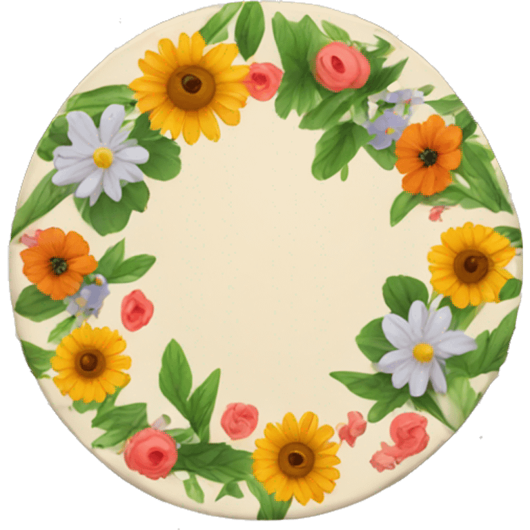 Round table with floral tabletop emoji