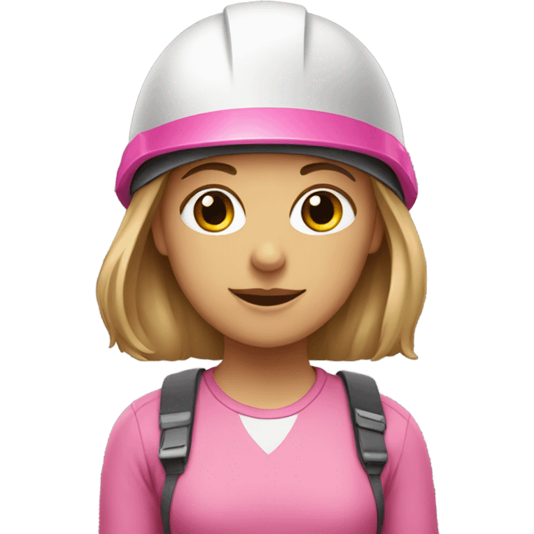 girl wearing a helmet with pink shirt emoji