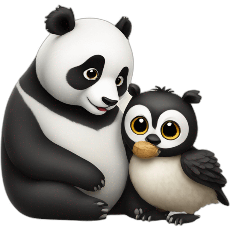 panda kissing an owl emoji