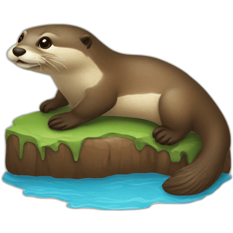 Loutre sur une tortu emoji