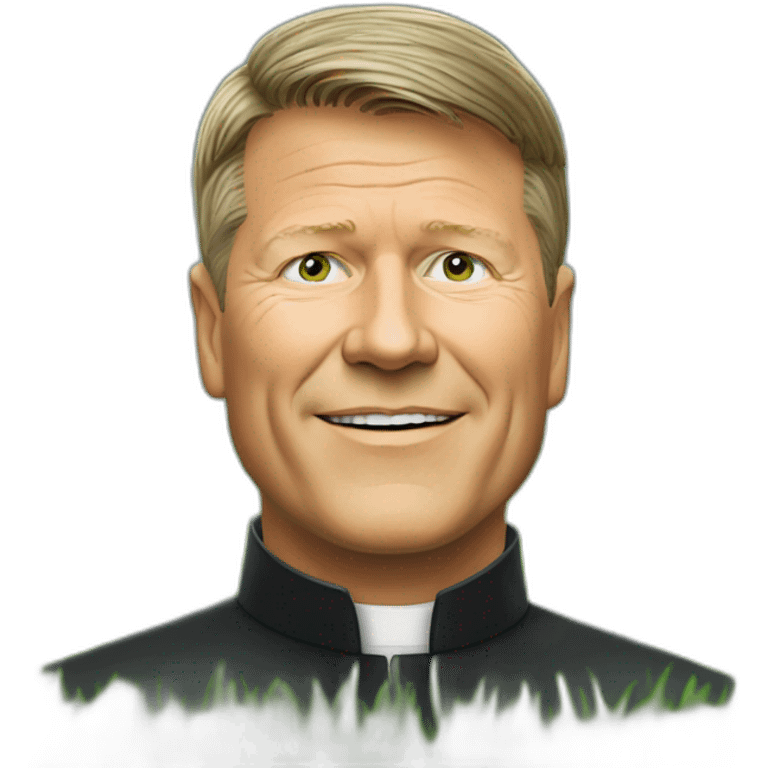 klaus iohannis coming towards a green field while rainbows are flying above the ground emoji