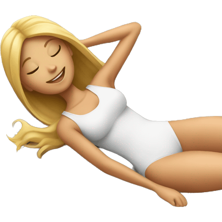 Girl lying on the sun lounger emoji