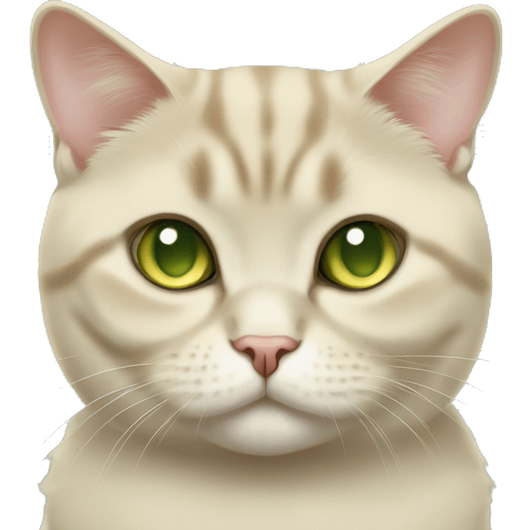 British fold shorthair gold chinchilla cat with light green eyes emoji