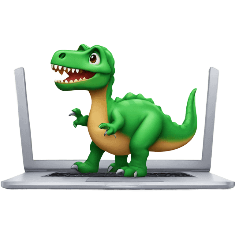 Dinosaur on a laptop emoji