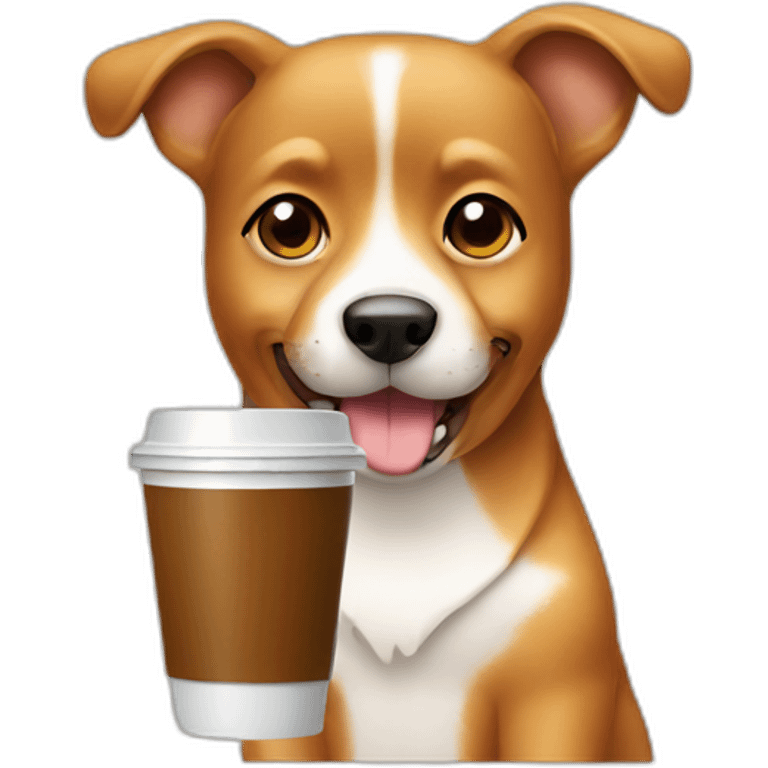 caramel dog with glass of coffee emoji