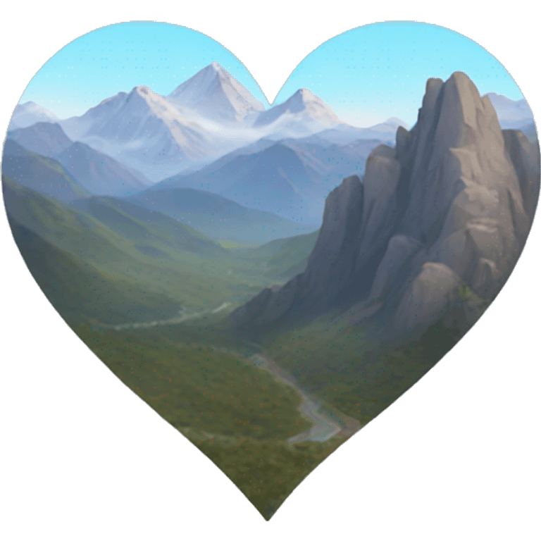 A transparent heart with mountains inside it emoji