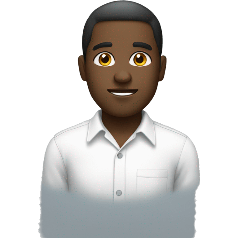 A black guy wearing a white shirt  emoji