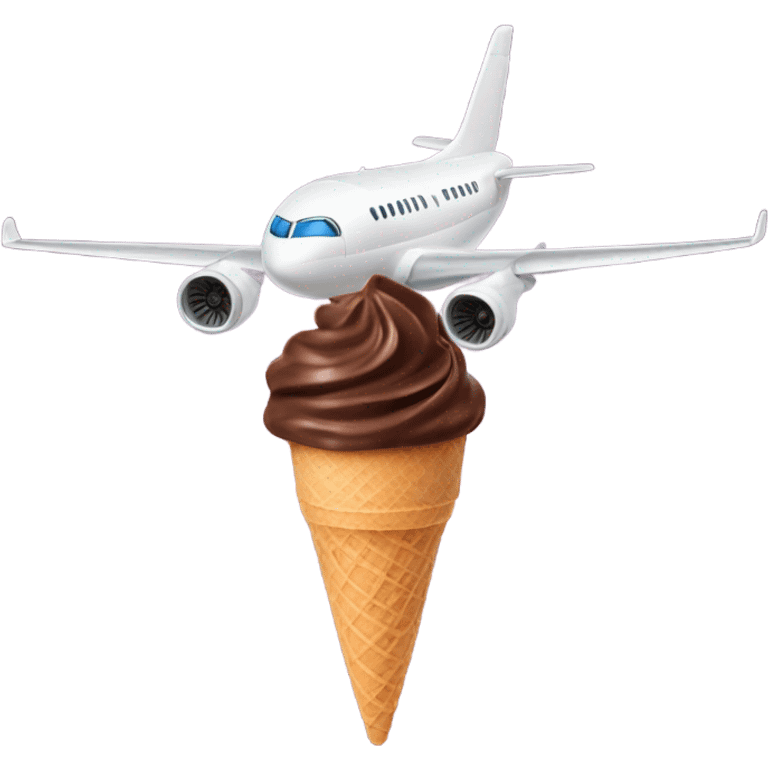 Jet plane with chocolate ice cream emoji