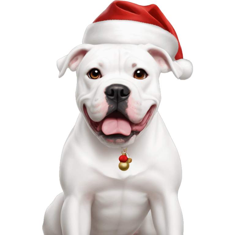 White American bulldog with santa’s hat  emoji